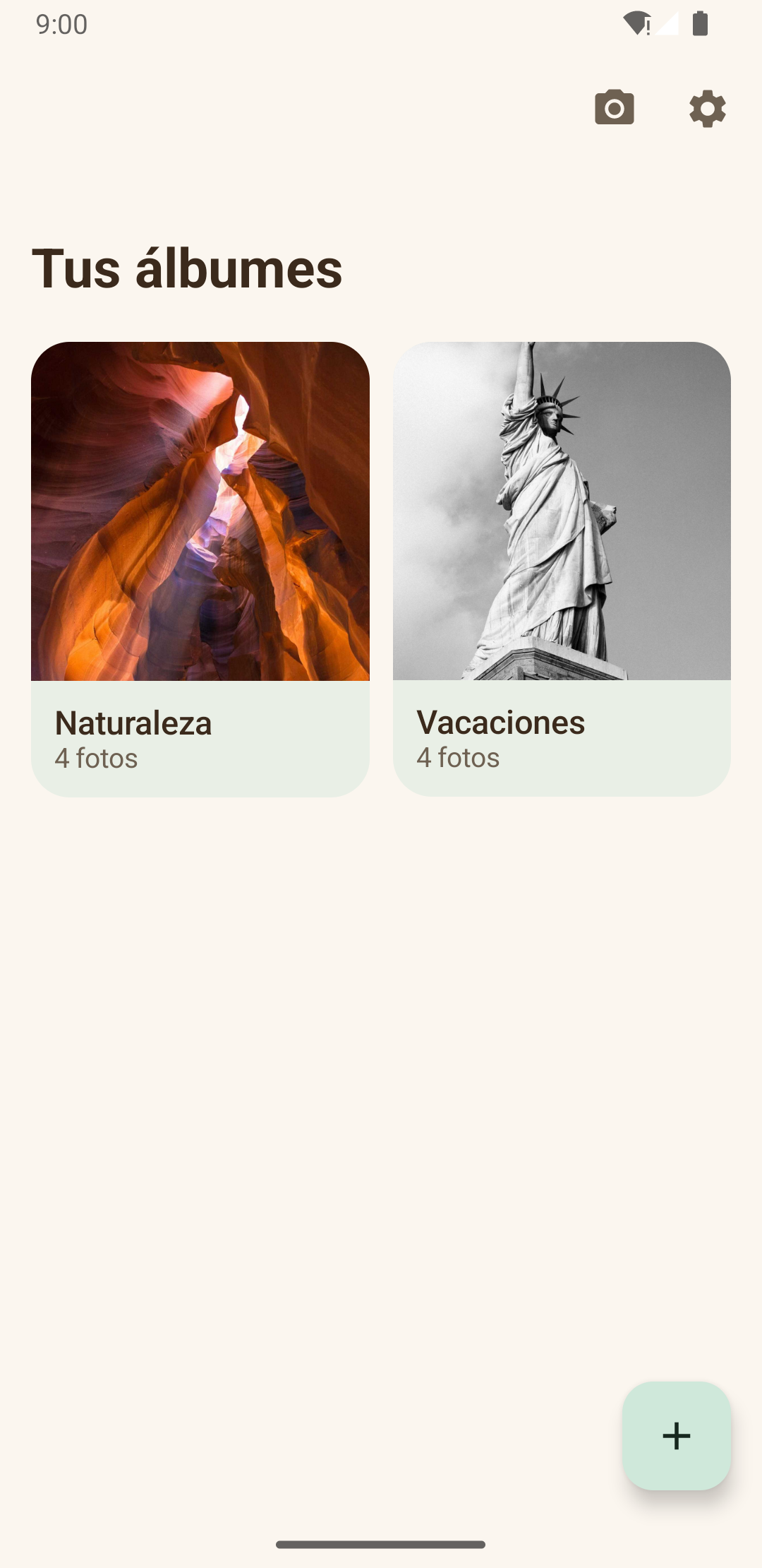 Pantalla de &aacute;lbumes de Sister Camera